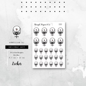 Stickerbogen Zocker, Gaming Sticker, Videospiele Mr. Egg, einzeln ablösbare Sticker für Bullet Journal, Planer und Kalender