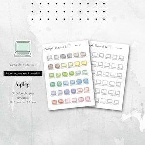 Foglio di adesivi per laptop, PC, notebook e computer | trasparente opaco | adesivi per bullet journal, agende e calendari