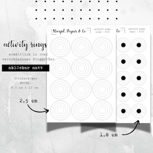 Stickerbogen mit Aktivitätsringen, Tracker für Sport und mehr, einzeln ablösbare Sticker für Bullet Journal, Planer und Kalender