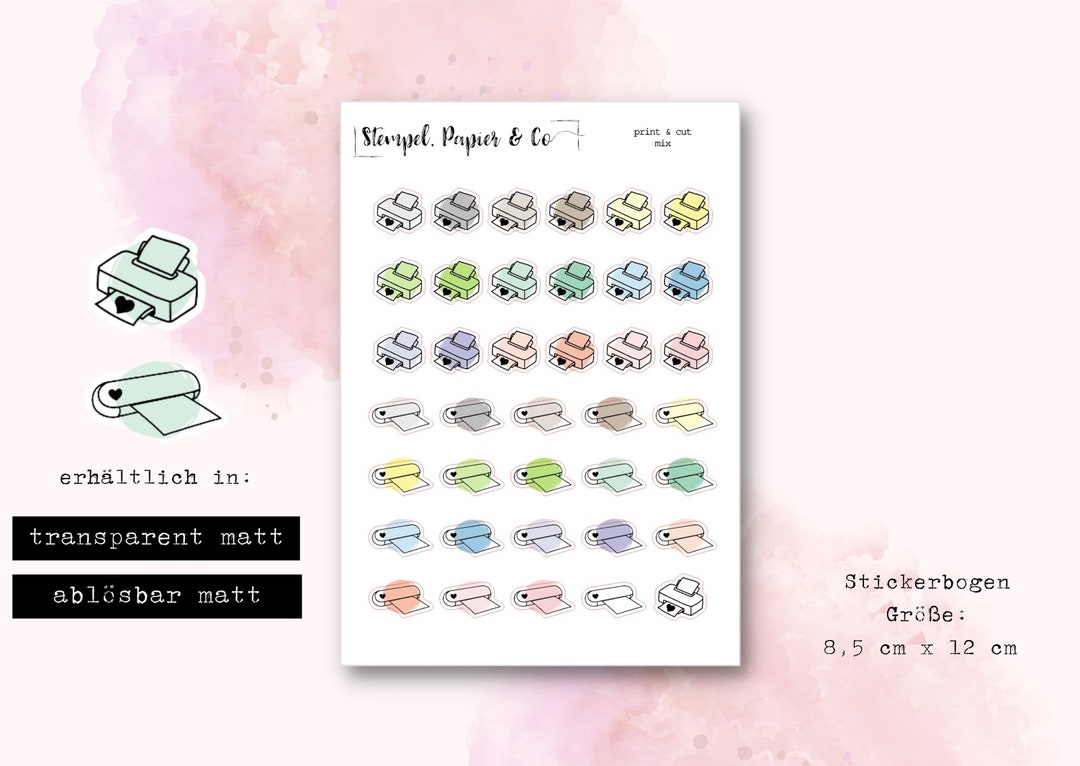 Sticker Sheet Plotter & Printer Stickers for Bullet Journal, Planner ...