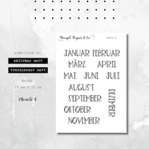Stickervel maanden januari t/m december | Stickers voor bullet journal en planners