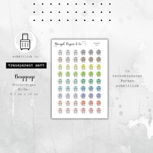 Mala de folha de adesivos, mala de viagem com adesivos circulares removíveis individualmente em transparente fosco para bullet journal, planner e calendário