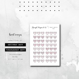 Foglio adesivo emoji cuore | Adesivi per bullet journal, agende e calendari
