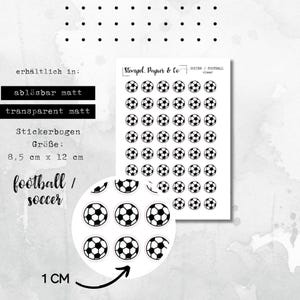 Stickerbogen Fußball - kreisrunde Sticker in transparent matt für Bullet Journal, Planer und Kalender
