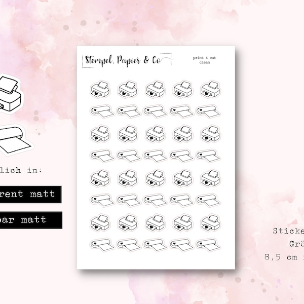 Sticker sheet plotter & printer black white | Stickers for bullet journal, planners and calendars