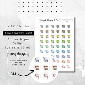Stickervel winkelwagen - ronde stickers in transparant mat voor bullet journal, planner en kalender