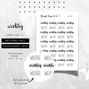 Foglio di adesivi "importanti", piccoli adesivi con scritte per bullet journal, planner e calendario