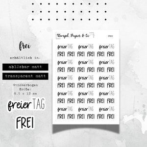 Foglio di adesivi gratis, giorno libero, adesivi rimovibili singolarmente per bullet journal, agenda e calendario, 8,5 x 12 cm