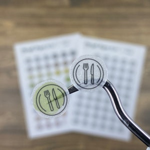 Sticker sheet meal, food, plates and cutlery circular stickers transparent matt Stickers for bullet journal, planners and calendars image 7