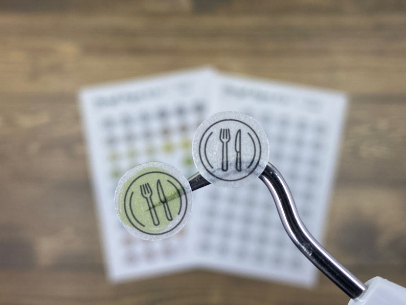 Sticker sheet meal, food, plates and cutlery circular stickers transparent matt Stickers for bullet journal, planners and calendars image 7