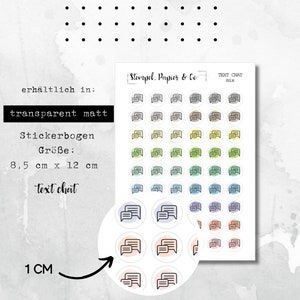 Messaggio di testo in foglio adesivo - adesivo con simbolo circolare in trasparente opaco per bullet journal, agenda e calendario