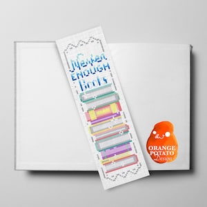 Cross Stitch Pattern - Never Enough Books - Cute Bookmark for Readers, Bookish, Stacked Book Accessories, Small Simple Counted Xstitch