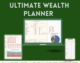Wealth Planner Finance Tracker Annual Budget Workbook Monthly Budget Spreadsheet Paycheck Savings Planner Excel Spreadsheet Budget Template