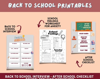 Back to School Interview School Feelings Worksheet After School Checklist Printable First Day of School Printable for Elementary School Kids