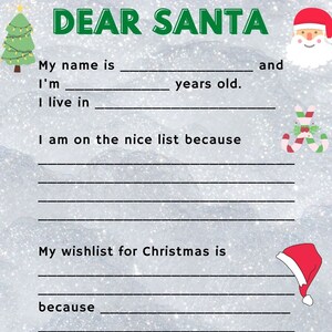 Dear Santa Printable Letter to Santa Claus Christmas Scavenger Hunt Game Christmas printable Letter from Santa to kids image 3