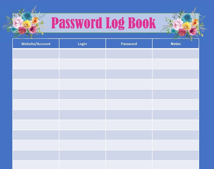 Papper Password Log This item is unavailable - Etsy