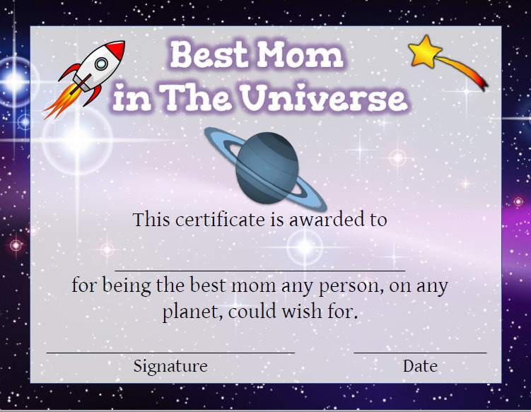 Mother's Day Best Mom Printable Award Certificate Best Mom Ever ...