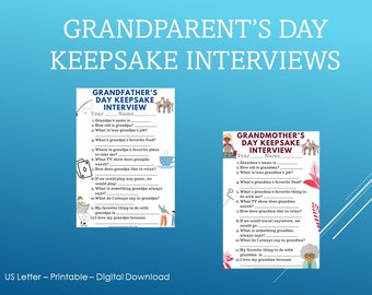 Gift for Grandparents Day, Gift for Father's Day Gift for Mother's Day, All About Grandma All About Grandpa Keepsake Interview