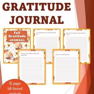Fall Gratitude Journal Printable Daily Gratitude Journal for Women, Autumn Journal Prompts Bundle, Thanksgiving Gratitude Mindfulness Log image 2