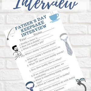 Father's Day Keepsake Interview Printable Fathers Day Printable Questionnaire Fathers Day Gift All About My Daddy Dad Gift from the Kids image 1