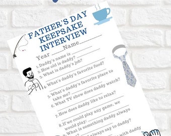 Father's Day Keepsake Interview Printable Fathers Day Printable Questionnaire Fathers Day Gift All About My Daddy Dad Gift from the Kids