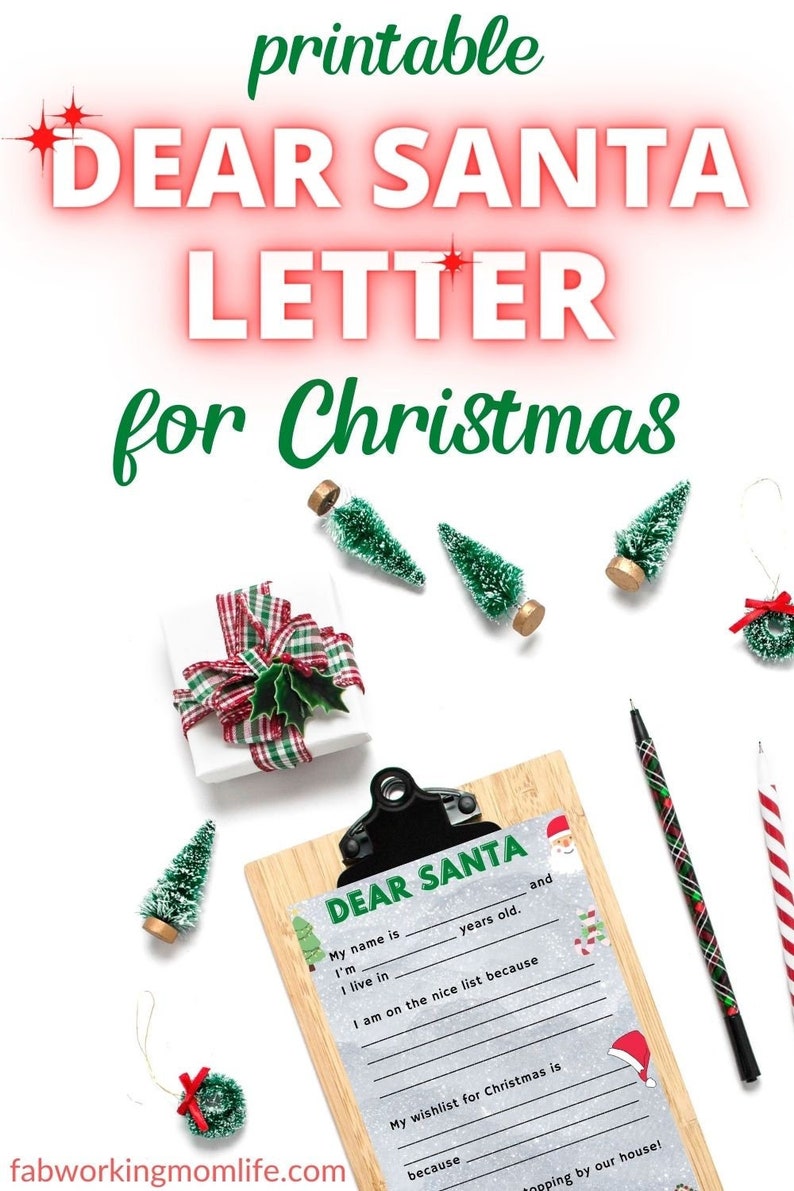 Dear Santa Printable Letter to Santa Claus Christmas Scavenger Hunt Game Christmas printable Letter from Santa to kids image 2