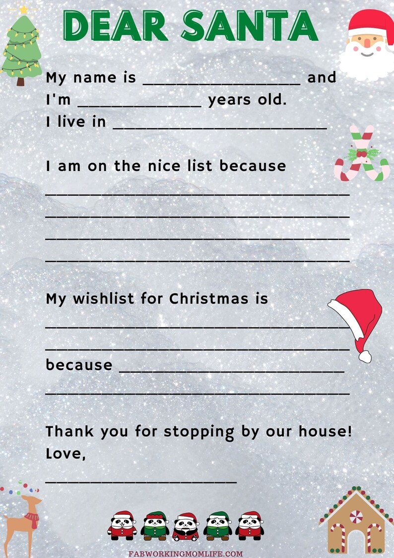 Dear Santa Printable Letter to Santa Claus Christmas Scavenger Hunt Game Christmas printable Letter from Santa to kids image 3