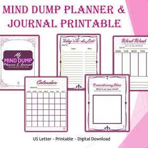 Brain Dump To Do List - Mind Dump Printable Brain Dump Thought Organizer Productivity Planner Burnout Prevention Tool