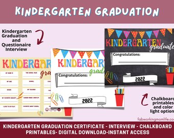 Kindergarten Graduation Certificate - Graduation Questionnaire Interview - Graduation Party Games - Kindergarten Activities