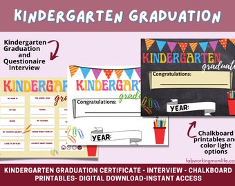 Chalkboard Kindergarten Graduation Diploma Printable Questionnaire Interview Kindergarten Graduation Party Games Kindergarten Activities