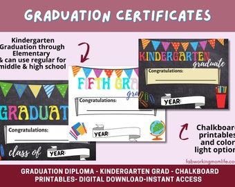 Graduation Diploma Printable Graduation Certificate Chalkboard Graduation Diploma Homeschool Graduation Diploma Instant Download