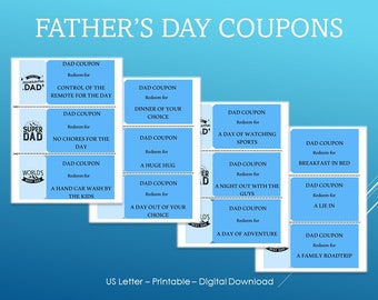 Father's Day Coupons Easy Father's Day Gift Idea Dad Coupon Book Printable Coupons Gift for Him Dad Gift from the Kids