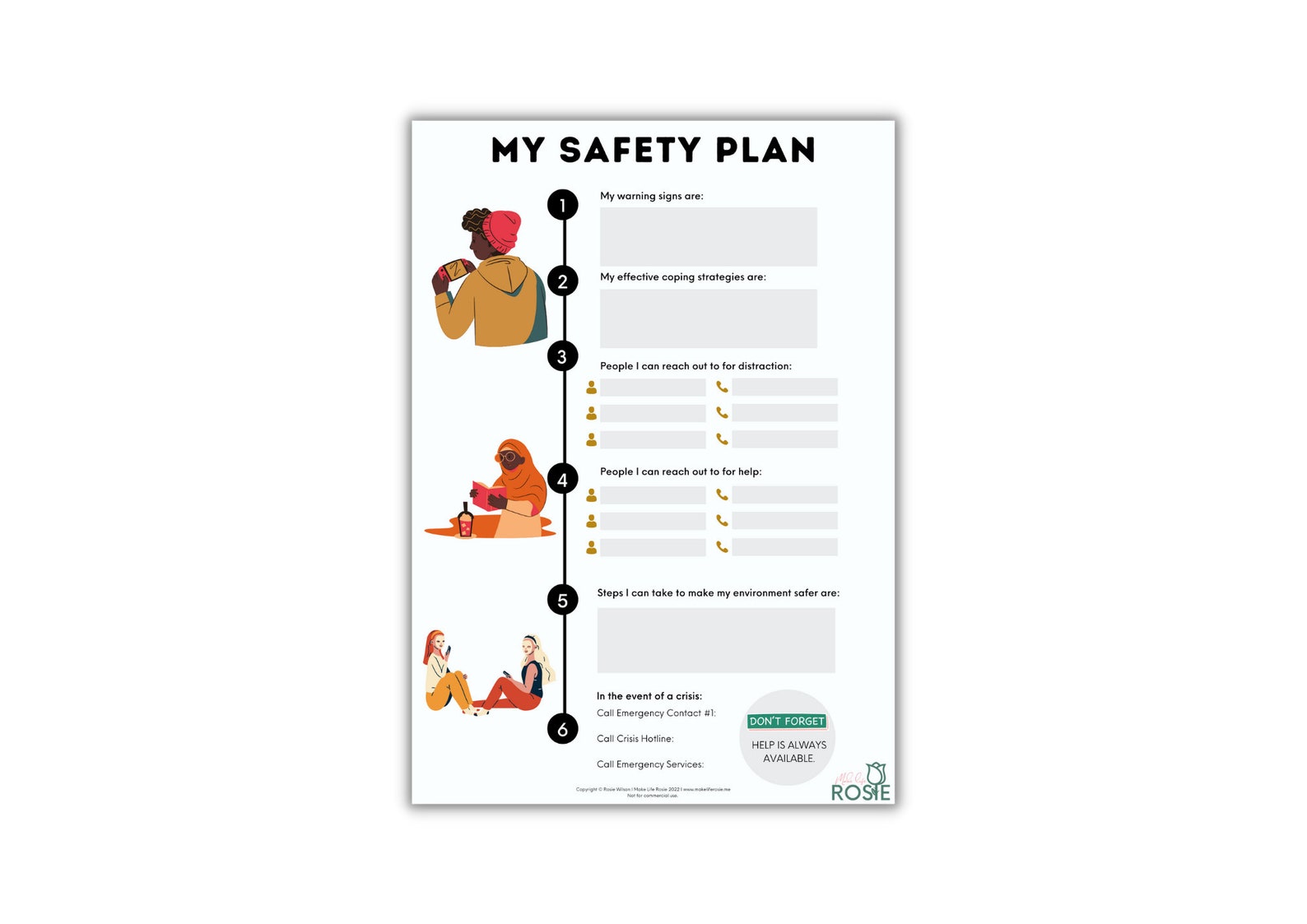 My Safety Plan Worksheet And Handout For Teens Mental Health Printable 