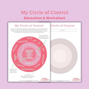 Feuille de travail Mon cercle de contrôle pour les adolescents. Santé mentale imprimable, outils de thérapie, psychologie, feuilles de travail sur le counseling et documents à distribuer pour les adolescents.
