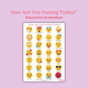 How are you feeling today mental health, counselling, therapy handout. Digital and printable resource for kids and teens.