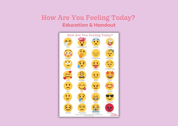 How are you feeling today mental health, counselling, therapy handout. Digital and printable resource for kids and teens.