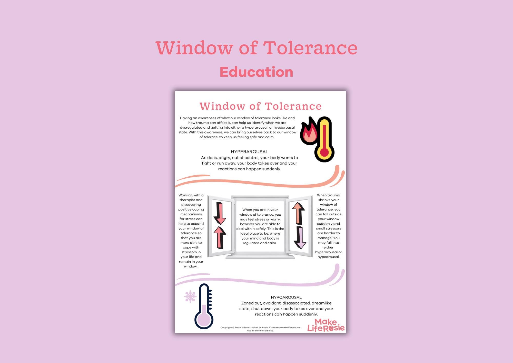 Window of Tolerance Handout for Teens. Mental Health Printable, Therapy ...