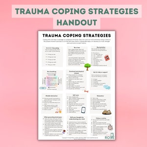 Trauma coping strategies for teens handout. Mental health printable, therapy tools, counselling resource, therapy handout, coping strategies