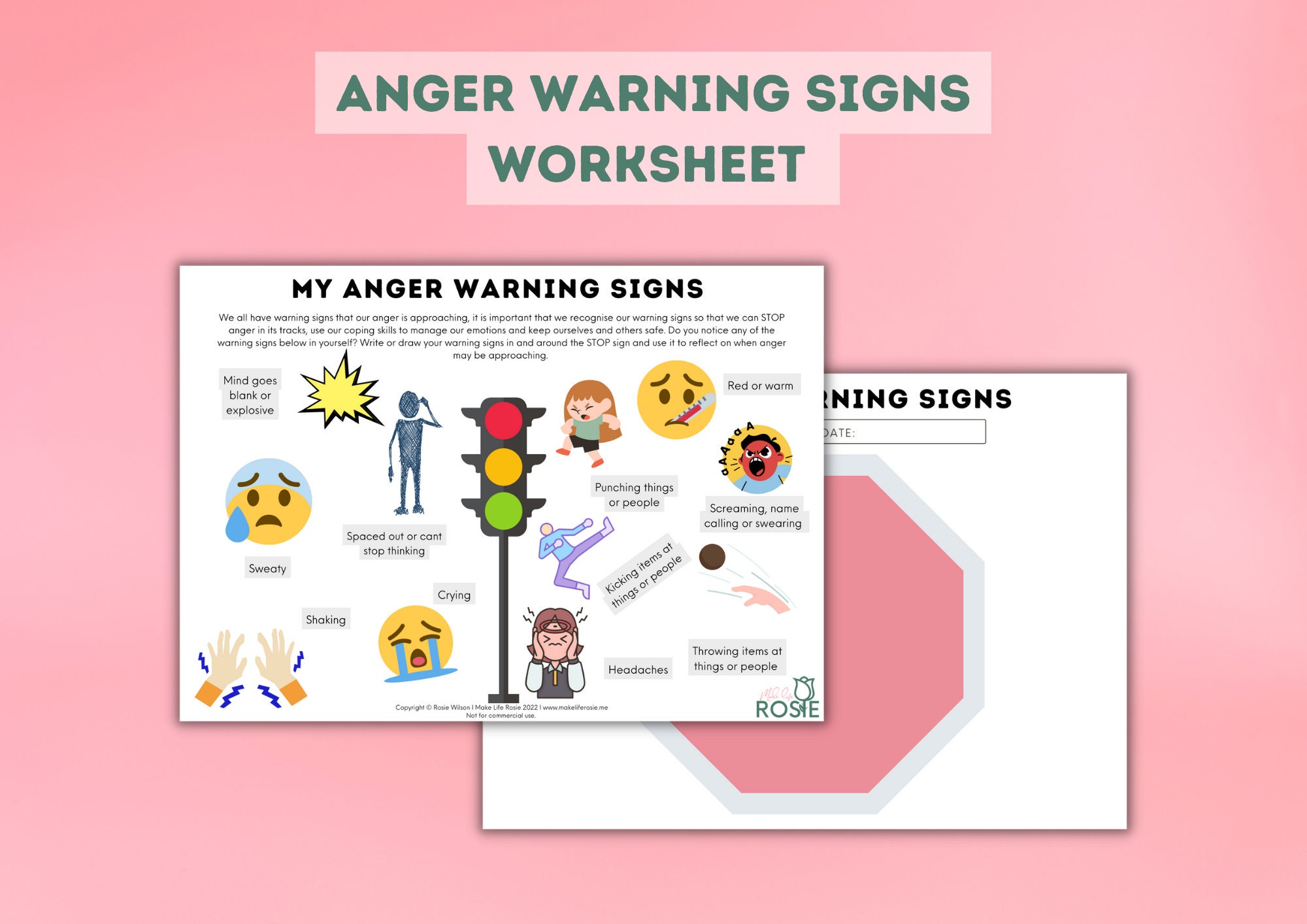 My Anger Warning Signs Worksheet For Teens And Kids Mental Health 