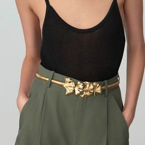 Leaf Fashion Belt, Gold Metal Chain Belt