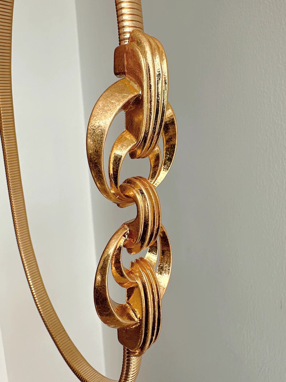 Vintage Geometric Gold Metal Belt, Adjustable Length - Etsy display picture 1
