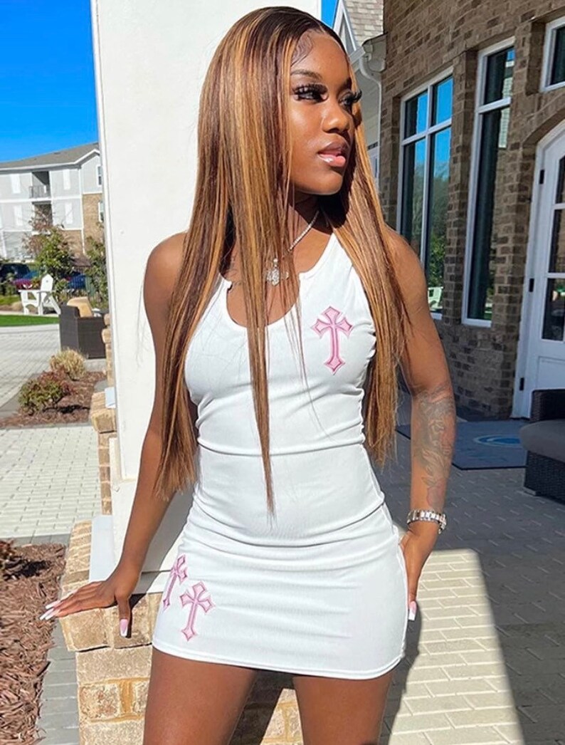 Y2K Streetwear Vneck Cross Bodycon Dress Etsy Australia