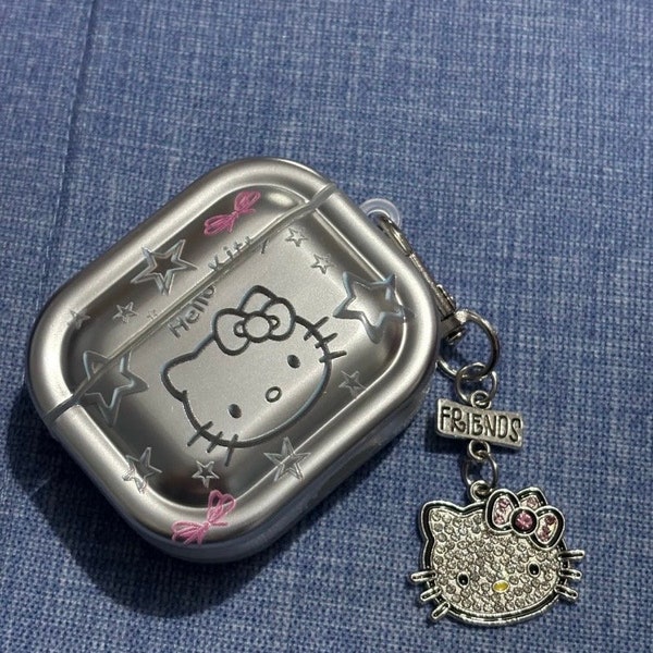 Cute Y2k Kawaii Kitty Chrome Airpod Case