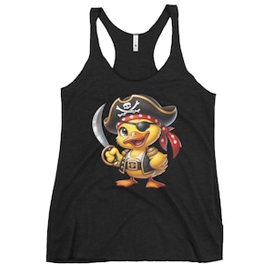 Quirky Pirate Duck Women&#39;s Racerback Tank – Cute Nautical Adventure Top for Animal Lovers