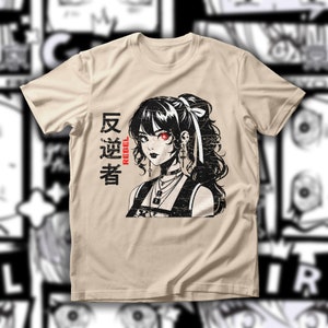 Anime Girl Shirt, Japanese Harajuku Streetwear Tee, Alt Anime Top, Manga Anime Aesthetic T-Shirt, Pastel Goth Shirt