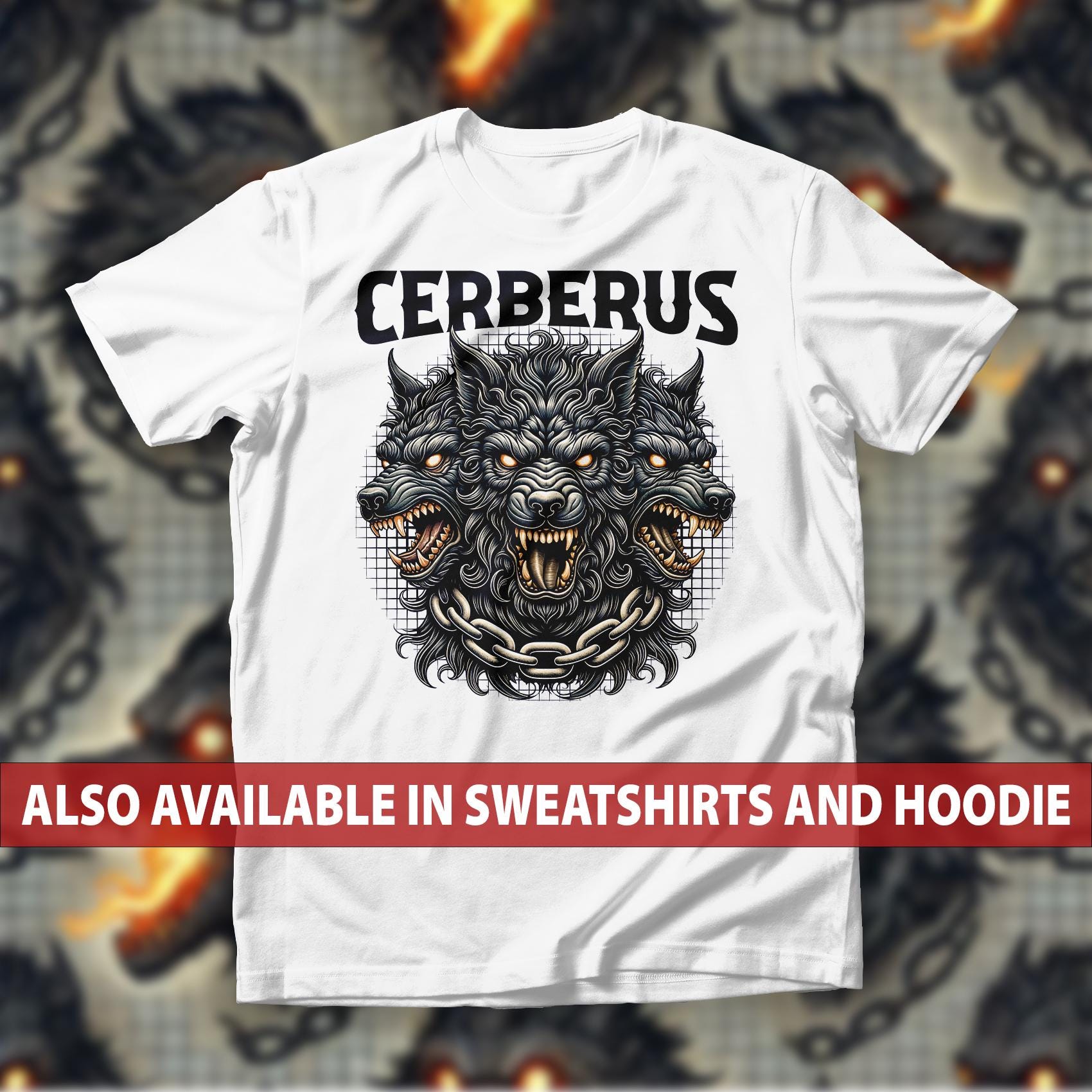 Epic Mythical Cerberus T-Shirt, Greek Mythology-Inspired Sweatshirt, Dark Fantasy Hoodie, Gothic Dog Streetwear Tee Top