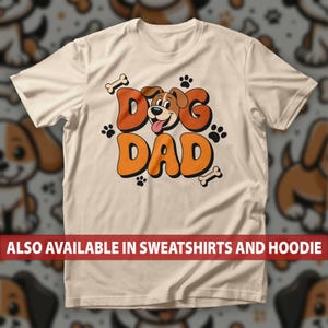 T-shirt grappige hond papa, sweater schattige cartoon pup met botten en poten, Vaderdag hoodie, T-shirt Proud Dog Dad Life, grappig shirt puppy gezicht