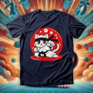 Anime Cat Karate Shirt, Cute Martial Arts Tee, Fighting Kitten Sweatshirt, Cartoon Karate Cat Hoodie, Funny Anime Karate Top