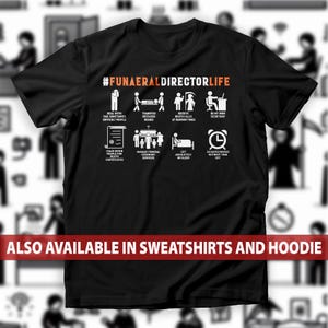 Camiseta com a frase "Vida de Diretor Funerário", Moletom com Humor de Agente Funerário, Moletom com Moletom com Humor Sombrio e Trabalho de Embalsamador, Camiseta "Lidando com Pessoas Tristes" e "Certidões de Óbito"