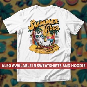 Summer Vibes Cat Shirt, Beach Kitty Tee, Funny Vacation T-Shirt, Tropical Cat Lover Top, Chill Cocktail Shirt, Cute Summer Style Tee